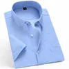 Sommar Kortärmad Män Casual Shirts Business Regulate Fit Stretch Plaid Shirt för Mens Checkered Fritid Foral Comfortable 6XL 210714