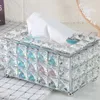 Caixas de tecido NAPKINS CASSE Caixa de armazenamento Shinning Luxuosa criativa de papel de metal recipiente de simulação da simulação da pérola para o carro do restaurante