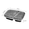 NEW150Set/lot Plastic Disposable Bento Box Meal Storage Food Prep Lunch Box 2 Compartment Microwavable Containers Home Lunchbox EWD7640