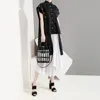 Nouveau Streetwear Style coréen femme été hauts chemisier noir longs côtés boutons décorés décontracté chemise féminine chemise femme 5097 210412