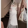 New Fashion White Ivory Short One Layers With Comb Bridal Veils Wedding Accessories Beaded Edge Crystal Fashion