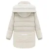 Kobiety Zima Plus Rozmiar 3XL Kapturem Solid Color Lambswaol Grube Kurtki Wyściełane Ciepłe Mid Długość Płaszcze Parkas Veste Femme MZ1911 211216