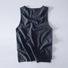 Männer Tank Tops Herren Ärmellose Weste Japan Stil Sommer Atmungsaktive Weiche Leinen Männlich Ausgezeichnete Gestreiften Unterhemd Taschen Casua2540