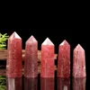 Cristaux de fraise naturels arts décoration Ornement Baguettes de guérison minérale Reiki Capacité piliers de quartz Point de cristal