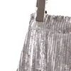 Женская мода над коленом СЕКЛЕМЕННАЯ ТЕМЕНСАЕМЕНСКАЯ Юбка с высокой талией Средняя длина тонкий обернут бедра серебряные металлические Bling 210521