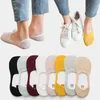 5 Paar Damen-Baumwoll-Low-Cut-Socken, solide Schneeflocke, weich, Sommer-Silikon, rutschfest, tiefer Mund, verhindert Fersenverlust, Slipper-Socken, Y1119