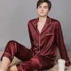 Sólido de pijama de seda sólida conjunto de manga longa macio aconchegante pijama mulheres soltas enorme homens sleepwear camisola primavera casa roupas 210524