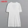 Summer Women White Embroidery Romantic V Neck Short Sleeve Ladies Mini Dress Vestidos 6H6 210416