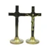 Cruz de metal Cristo sufrimiento estatua católica Jesús Iglesia icono ornamento hogar oficina joyería religiosa