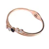 Rond Noir Cristal Printemps Fermoir Bracelet Bracelets En Acier Inoxydable Or Cubique Zircone Charme Bracelet Bracelet pour Femmes Bijoux Q0719