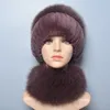 Winter zachte warme vrouwen echte rex konijnenbont sjaal hoed warme echte cap ring sjaal natuurlijke vossen bont sjaals hoeden