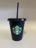 Stanleliness Starbucks 24oz/710ml zeemeermin godin plastic tuimelaar herbruikbaar helder drinkplatige bodem bekers pilaar vorm deksel stro mug avfw