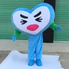 Leistung Liebe Herz Blau Maskottchen Kostüm Halloween Weihnachten Fancy Party Kleid Wassertropfen Cartoon Charakter Anzug Karneval Unisex Erwachsene Outfit