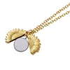 Pendant Necklaces Creative Sublimation Blank DIY Metal Retro O-chain Sunflower Gift For Friends Family3035