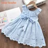 Bärenführer Nette Mädchen Kleid Sommer Mädchen Kleidung Bogen Prinzessin Kleid Kinder Sommer Kleidung Baby Mädchen Kleid Casual Wear 210708