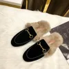 new fashion outside wear baotou Moole shoes rabbit fur half slipper casual zapatillas hombre b4