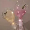 LED Lysous Balloon Rose Bouquet Transparent Bubbla Rose Solros Lily Med Stick Led Bobo Ball Alla hjärtans dag Present Bröllopsfest Decors G50kuva