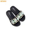 VFOCHI Girl Summer Slippers Sequin Flats Shoes for Kids Mother Casual Slip-on Children Teenager Slipper 210712