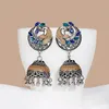 Orecchini pendenti blu pavone da donna etnici Bijoux Vintage argento colore campana nappa orecchino tribù gioielli indiani