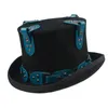 Women Men Steampunk Top Hat 100% Wool Handmade Gear Millinery Fedora Goggles Party Cosplay Cap Size S M L XL Wide Brim Hats