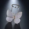 Anéis de borboleta espumante hibride para mulheres cor ouro aberto anel ajustável jóias de luxo R-249