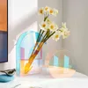 Nordic Woondecoratie Vaas Regenboog Acryl Transparant Ins Huishoudelijke Woonkamer Desktop Terrarium Accessoires 211215