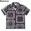 Siyah Bandana Polo Gömlek Erkekler Yaz Hafif Hawaii Erkekler 210603