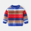 Höst Vinter Boys Tröja Knitted 2021 Ny Fashion Retro Plaid Pattern Baby Warm Coats Barnens Pullover 2-6Y Barn Tröjor Y1024