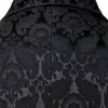 Mens gotiska steampunk svart lång väst blommig jacquard dubbel breasted waistcoat män punk rock scen medeltida cosplay kostym 3xl 210522