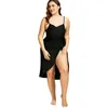 Robe de plage portefeuille noire, Sarong, vêtements de plage, vacances, Sexy, décontracté, dos nu, grande taille, robes 5XL, 2022