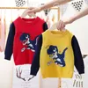 Sweter dzieci Spring Fall Winter Dzieci Sweter Cartoon Dinozaur Wzór Chłopcy Dzianiny Downing Koszula Pullover Topy przez 2-6 lat Y1024