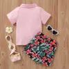 Arrivo Estate 2 pezzi Baby / Toddler Bow Bright Vacation Top e pantaloncini Set per bambini Set di abbigliamento per bambini 210528