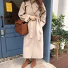 Women's Wool Blends Women's Blends Vintage Gray Woolen Jacket for Woman Autumn Winter Engrose en espesor de gran tamaño Caídas largas Fashion Coreana Fashion