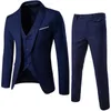 Man Suit Business 공식 레저 드레스 슬림 핏 허리 코트 3 피스 신랑