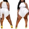 3XL 4XL PLUS TAILLE PLAYSUITS POUR FEMMES FRESS BLANCHE SOLIDE SOLYCON SEXY PARTIE PARTIE NUIT CLUB CLUB BIG 210510