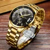 Gold Men Watch Luxury Brand Sport Style Watches Mens Chronograph Quartz Wristwatch Male Waterproof Clock Relogio Masculino 210517