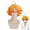 Obiecany Neverland Emma Orange Krótkie Peruka Cosplay Costume Yakusoku Nie odporne na ciepło Syntetyczne Włosy Role Peruki Y0913