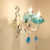 Стеновые лампы синяя гостиная хрустальная лампа кровать для ванной комнаты фоновая легкая зеркальная лестница серебро