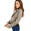 Ly Varey Lin Spring Women Turn-down Collar Suede Jacket Coat Short Design Zipper Lady Motorcykel Vintage Punk Ytterkläder 210526