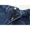 Nbpm Fashion Washed Split Patchwork Jeans Woman High Waist Baggy Jeans Wide Leg Pants Denim Trousers Streetwear Girls 210529