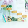 6units Glass Bottle with Aluminum Bamboo Double Cap 50ml 80ml 100ml 150ml 190ml Storage Jars Candy Food Leak proof Bottlesjars