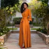 2023 Diseñador Vestidos casuales Elegante Split Maxi Mujeres Otoño Profundo Cuello en V Vestido de fiesta de manga larga Damas Sexy Slim Plus Tamaño Ropa africana