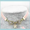 Anhänger Halsketten Mode rosa Band Schmuck Accessoires Metall Emaille Ensgel Fling Star Herzkarte Entführer Sakura Zutyy Injcv