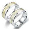 Ephalus Simple Titanium Steel Luminous Heartbeat Ring Unisex ECG Stainless Steel Couple Commitment Engagement Heart Ring Gift