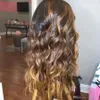 Babyhår 13x4 Ombre Highlight Peruk Brun Honung Blond Färgad Vågig HD Hel spets Front Människohår Peruk Full 360 Frontal Remy sömlös naturlig