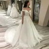 Beach Wedding Dress 2021 Off Shoulder Simple Vestidos de Noiva Plus Storlek Gliter Brudklänningar för Kvinnor Robes de Mariée