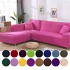 Solid Color Elastic Sofa Cover for Living Room Case Universal Sectional Slipcover 1/2/3/4 seater Stretch Couch 211207