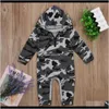 Footies Jumpsuitsrompers Baby Kids Maternity Drop Delivery 2021 Infant Boy Hooded Camouflage Born Baby Camo Long Sleeve Romper Warm Autumn Ju