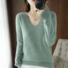 Autumn Winter Cashmere Sweater Women Keep Warm V-neck Pullovers Knitting Fashion Korean Long Sleeve Loose Tops W220310