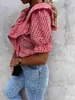 Casual O Neck Short Puff Sleeve Ruches Shirt Chiffon Plaid Blouse losse elegante vakantie Dame Blauw Rood Top Femme Zomer Bluzki 210520